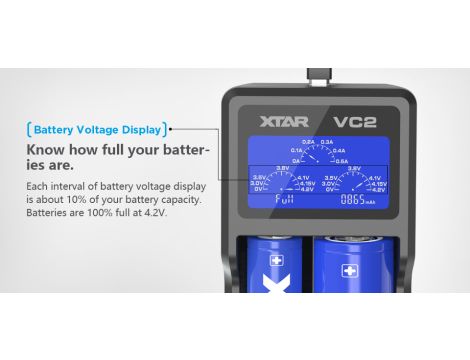 Charger XTAR VC2 for 18650/26650 USB - 18