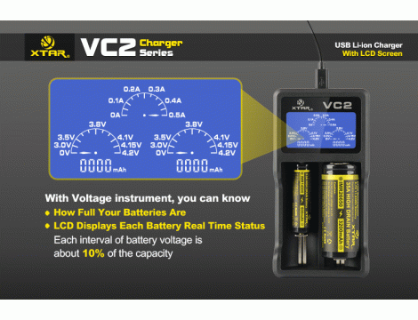 Charger XTAR VC2 for 18650/26650 USB - 36