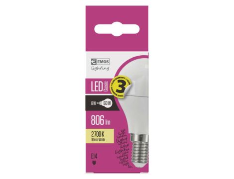 Bulb LED ball E14 8W WW ZQ1230 EMOS - 3