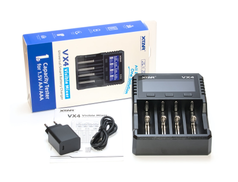 XTAR Visible Mixer VX4 Charger VX4 SET 18650/26650 Li-ION/MiMH, 4ch, with AC/DC adapter - 7