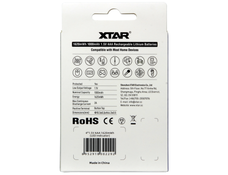 XTAR AAA-1620mWh 1,5V Li-ION - 7